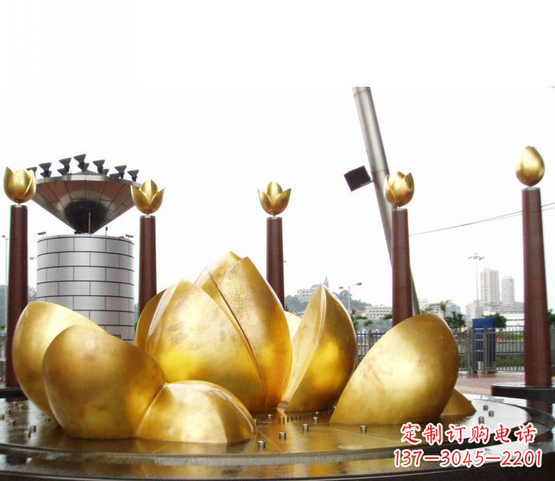 周口广场抽象莲花景观铜雕
