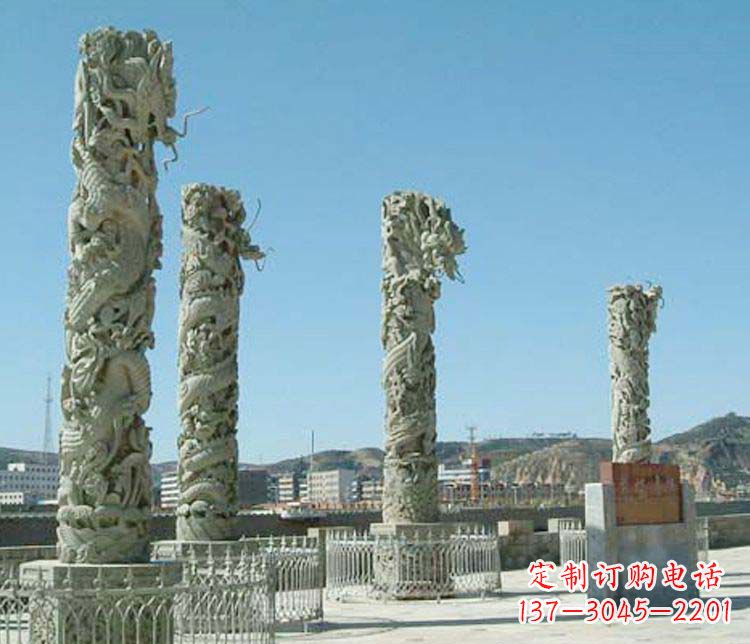 周口广场大理石盘龙柱景观石雕 (4)