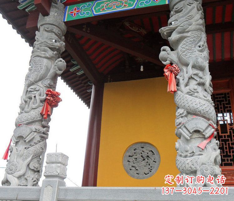周口广场大理石盘龙柱景观石雕_2