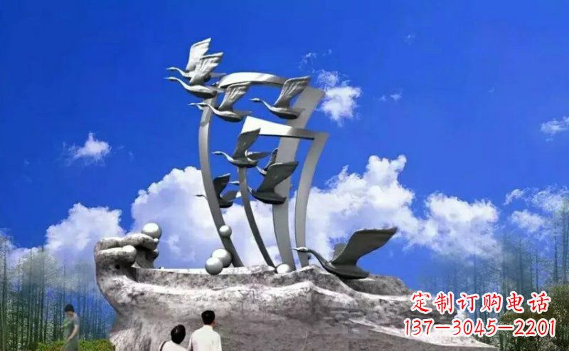 周口广场大雁不锈钢雕塑
