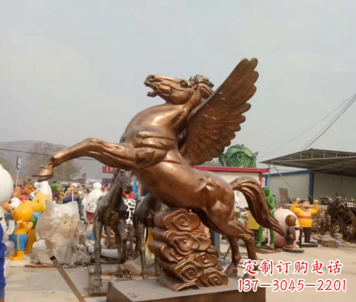 周口广场飞马铜雕,精美绝伦