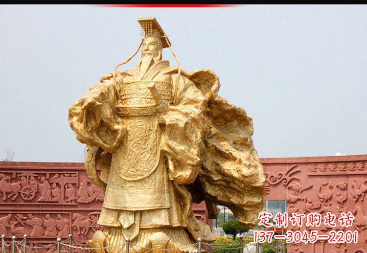 周口广场古代皇帝刘邦铜雕