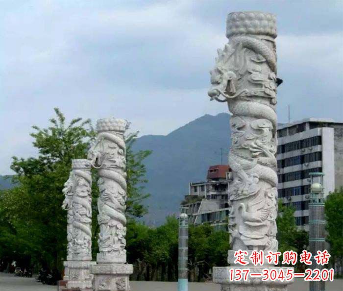 周口精美工艺大理石龙柱雕塑
