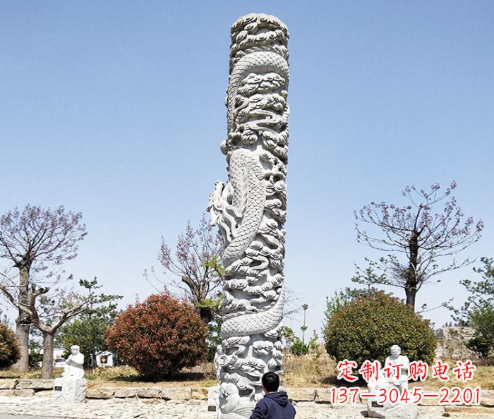 周口广场景观大理石盘龙柱石雕