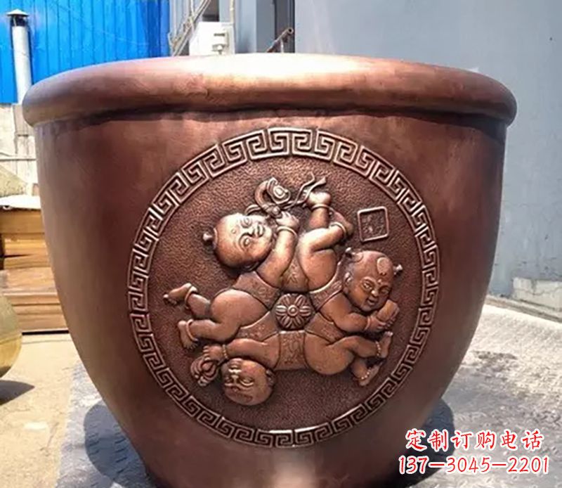 周口中领雕塑出品,高端水缸铜雕塑