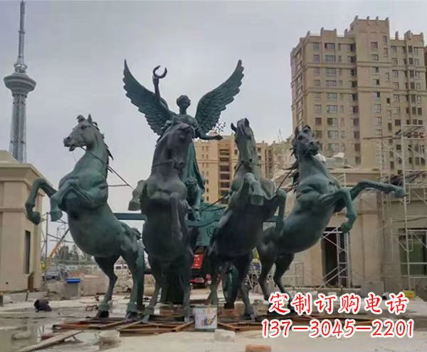 周口中领雕塑:阿波罗战车铜雕精美华丽