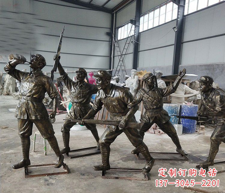 周口广场铜雕解放军人人物雕塑
