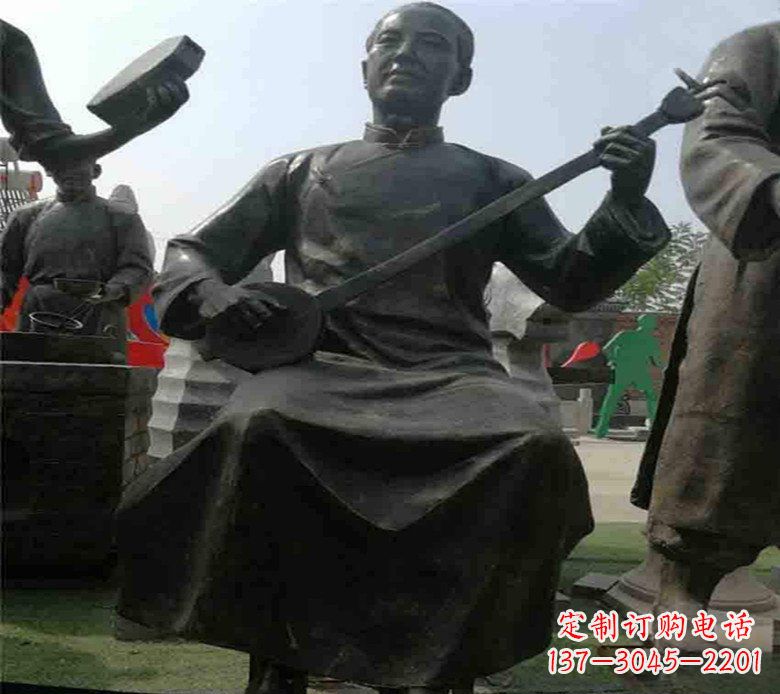 周口广场铜雕拉二胡先生人物雕塑
