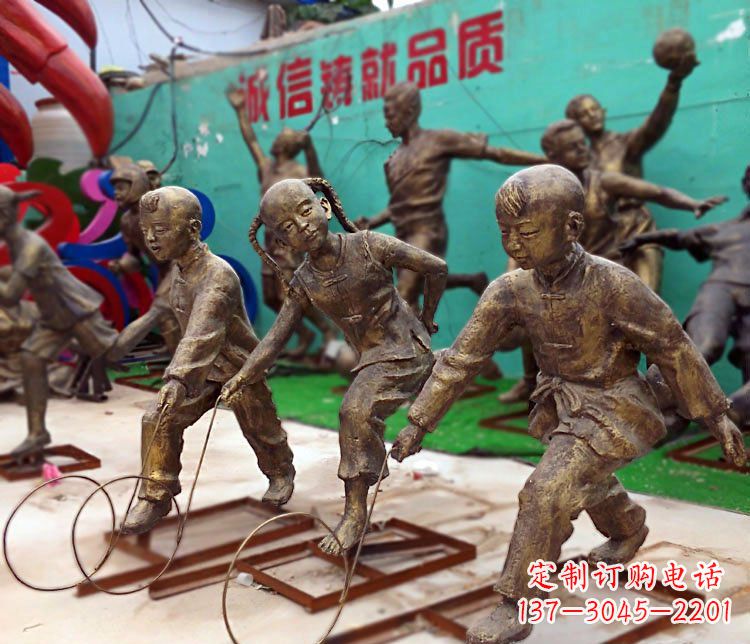 周口滚铁环为您的小宝定制精美儿童铜雕
