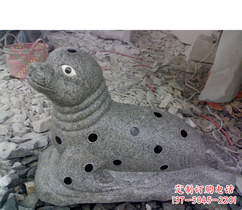 周口华丽雕塑，海洋动物小海豹石雕