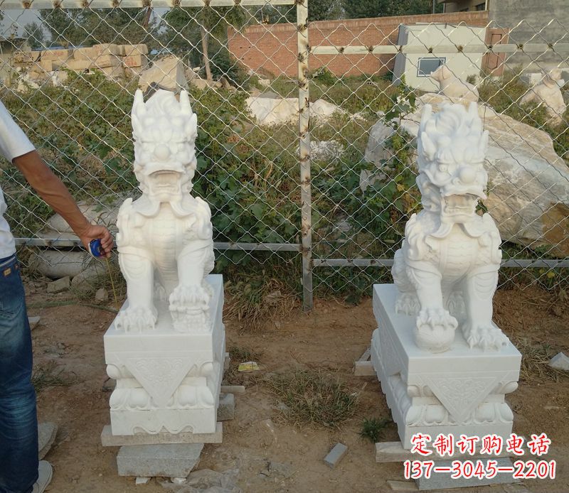 周口中领雕塑汉白玉麒麟招财石雕