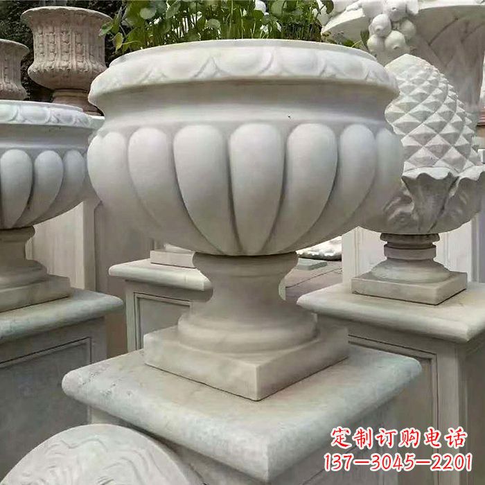 周口优雅的汉白玉花盆雕塑