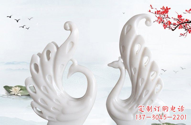 周口汉白玉孔雀艺术雕塑