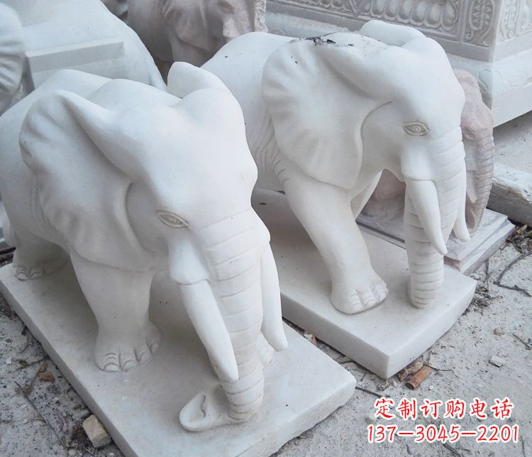 周口艺术精品-汉白玉动物大象雕塑