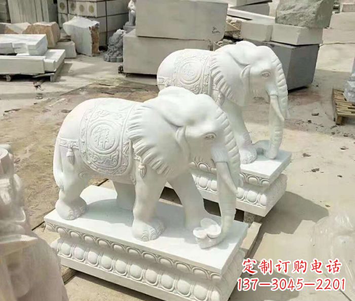 周口韵味悠长的汉白玉大象招财动物石雕