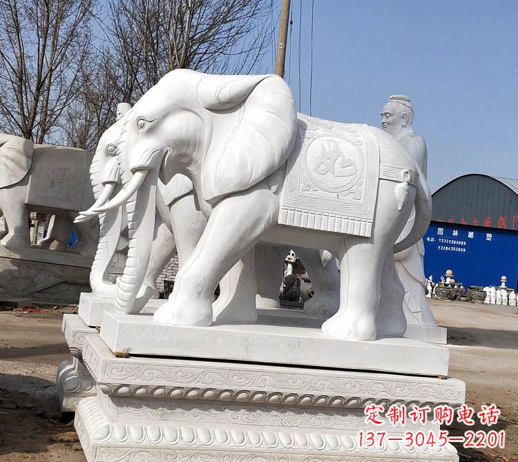 周口浪漫汉白玉大象石雕塑
