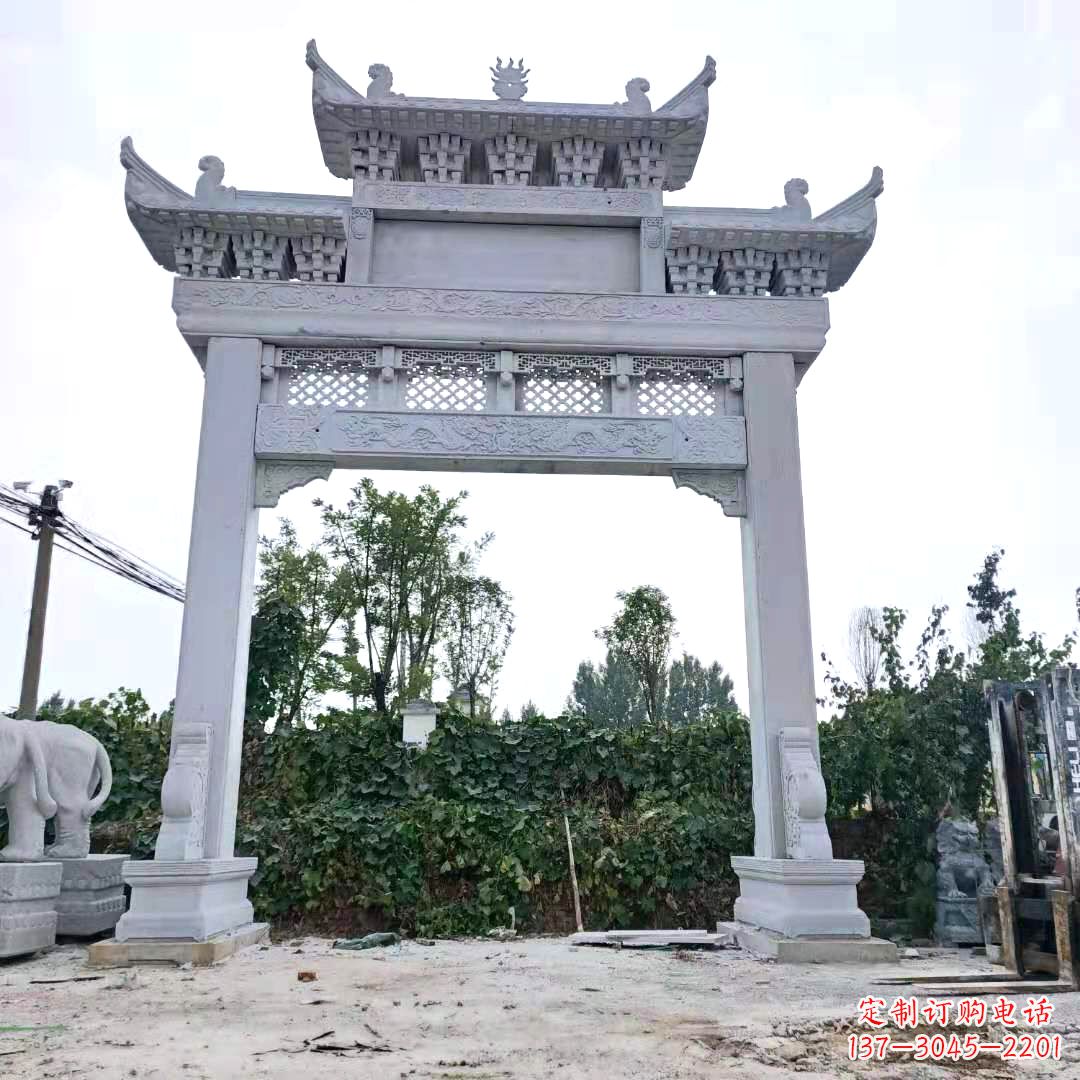 周口汉白玉单门石牌坊