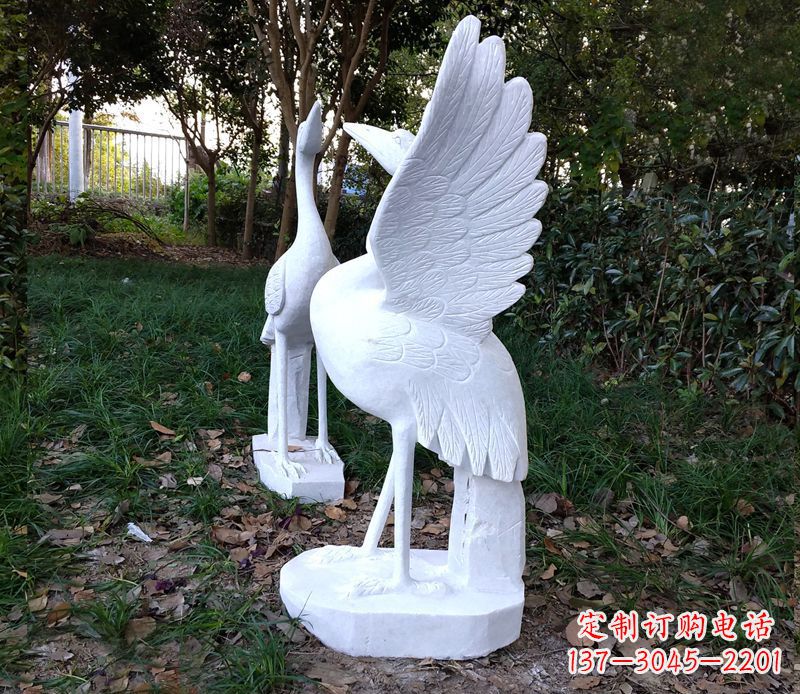 周口汉白玉丹顶鹤公园石雕
