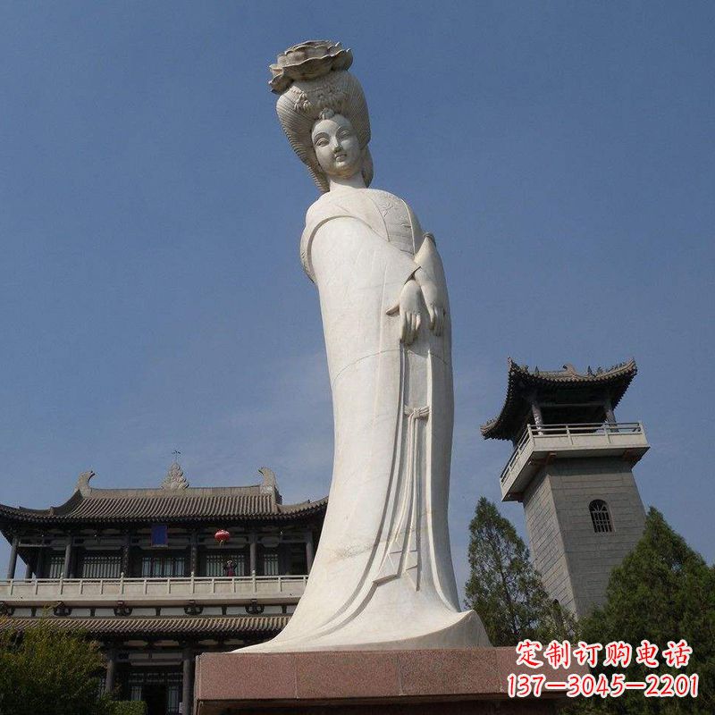 周口汉白玉贵妃石雕像-唐朝著名美女杨玉环景区人物雕塑