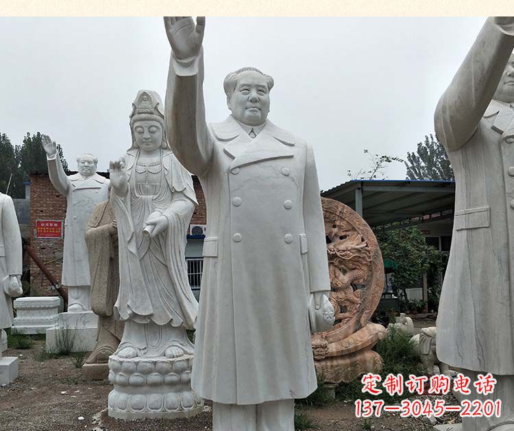 周口汉白玉挥手的毛主席广场伟人石雕