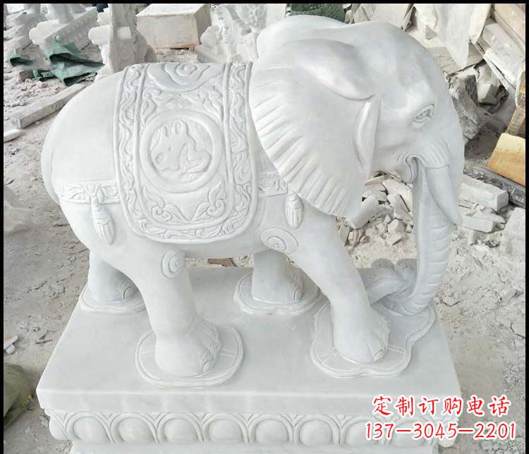 周口汉白玉吉祥如意门口招财镇宅大象石雕