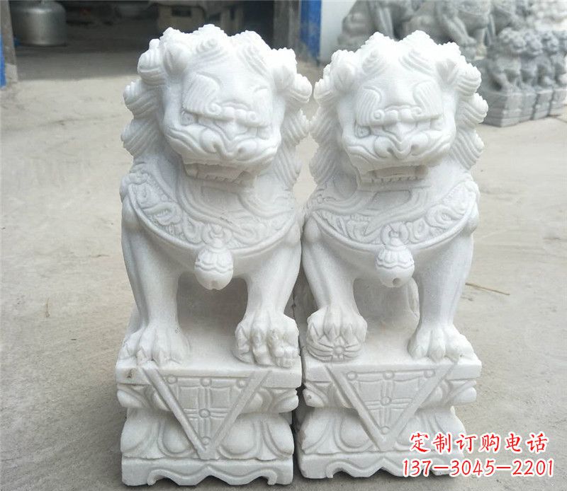 周口汉白玉酒店吉祥狮子门墩