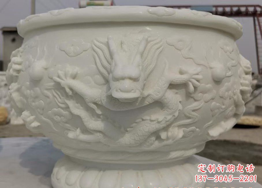 周口中领雕塑汉白玉龙鱼缸雕塑,是由专业雕塑定…