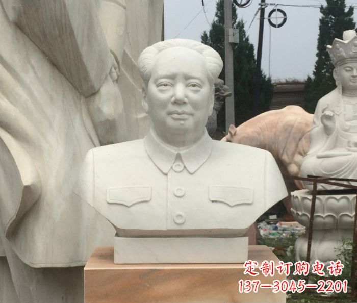 周口高端汉白玉毛主席胸像校园伟人石雕