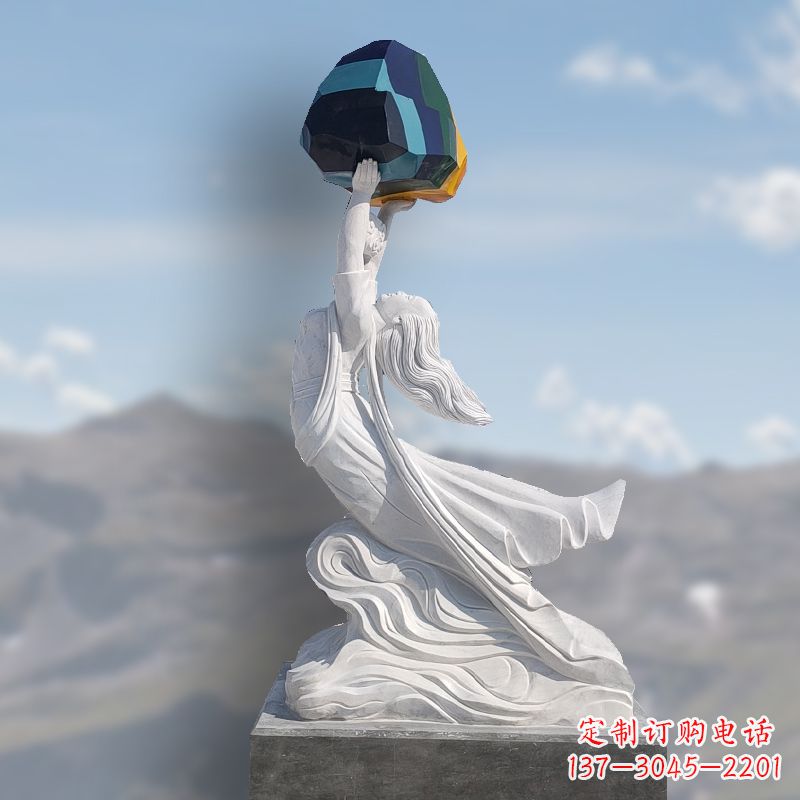 周口领雕塑精美雕刻的女娲补天石雕塑
