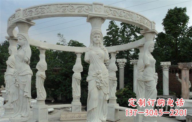 周口汉白玉欧式凉亭雕塑,尽享悠然凉意