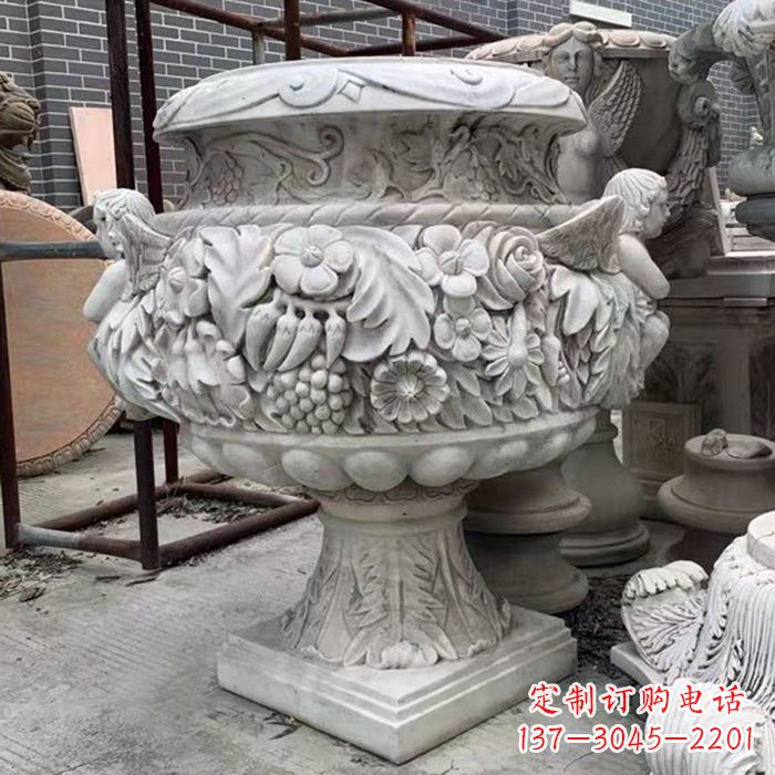 周口汉白玉欧式人物花盆雕塑