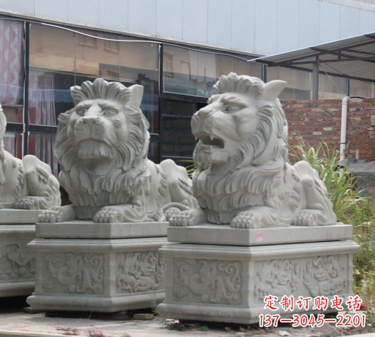 周口汉白玉狮子雕塑，欧式风格精美雕塑