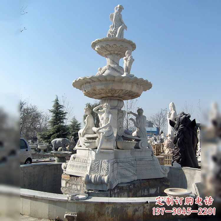 周口精美汉白玉欧式人物喷泉雕塑