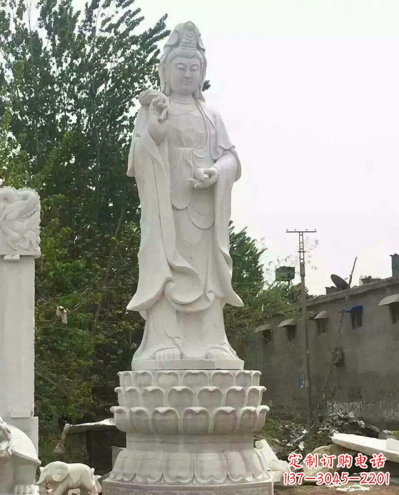 周口汉白玉洒水观音驻颜祥和