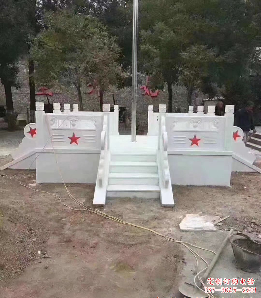 周口高贵典雅的汉白玉升旗台石雕