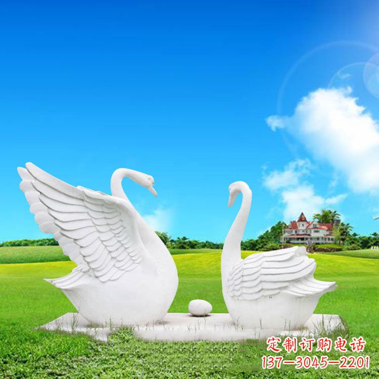 周口精美石雕天鹅情侣动物雕塑摆件