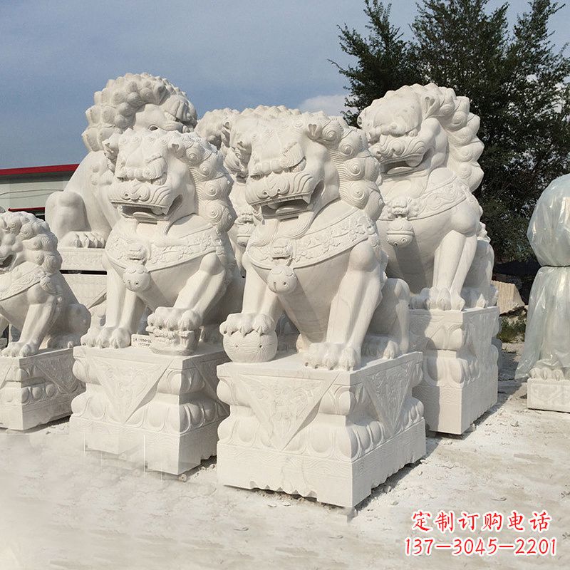 周口历史悠久的汉白玉狮子雕塑