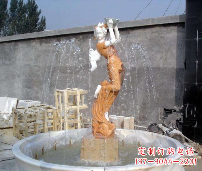 周口高端石膏西方人物公园喷泉雕塑