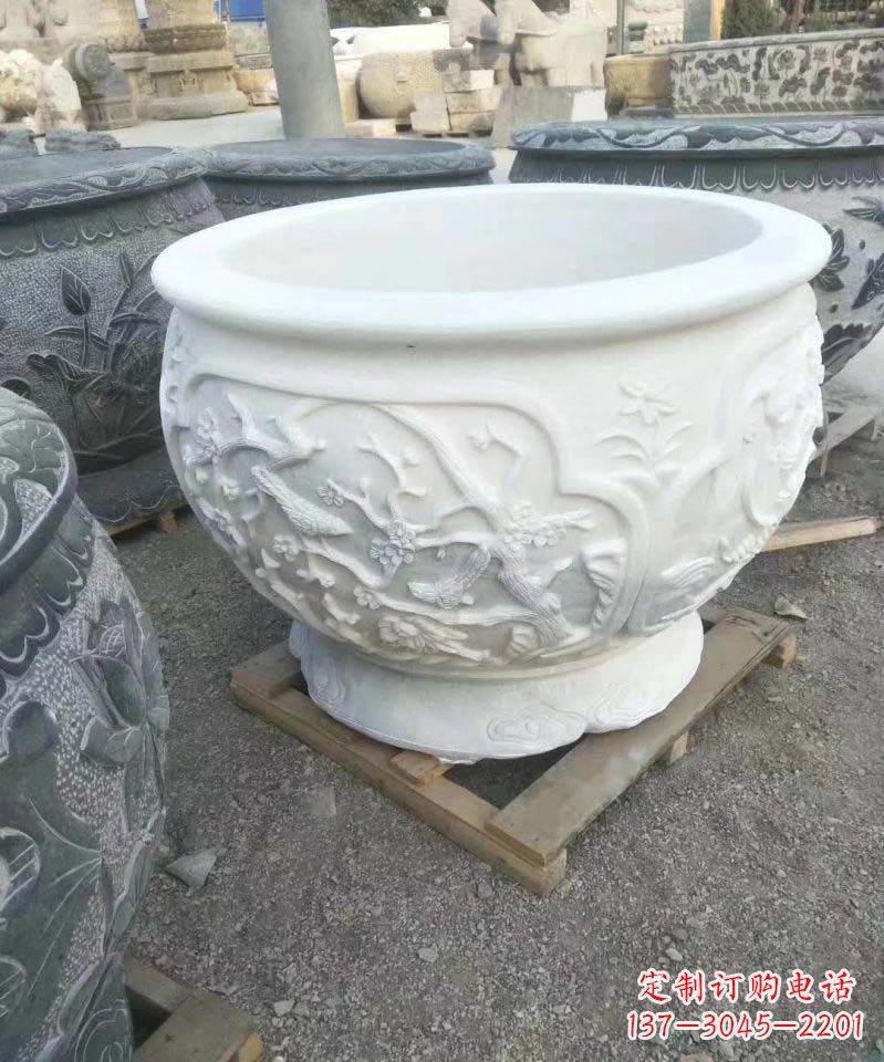 周口汉白玉圆形水缸
