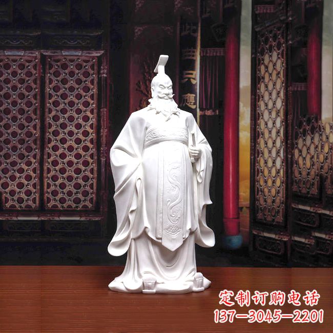 周口汉白玉石雕刻,高贵内敛的汉武帝刘彻汉雕像