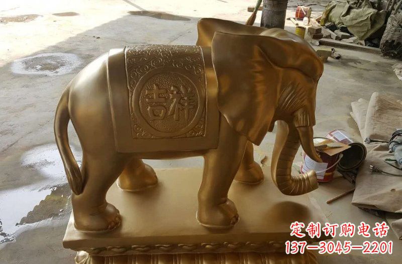 周口湖南玻璃钢仿铜大象案例