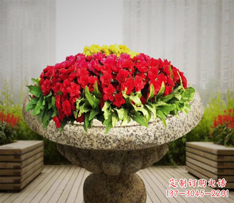 周口花岗岩小区景观花盆雕塑:精美艺术设计
