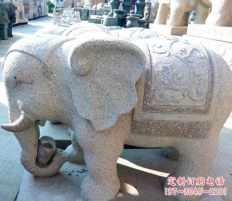 周口花岗岩元宝大象石雕，雕刻古典且充满质感