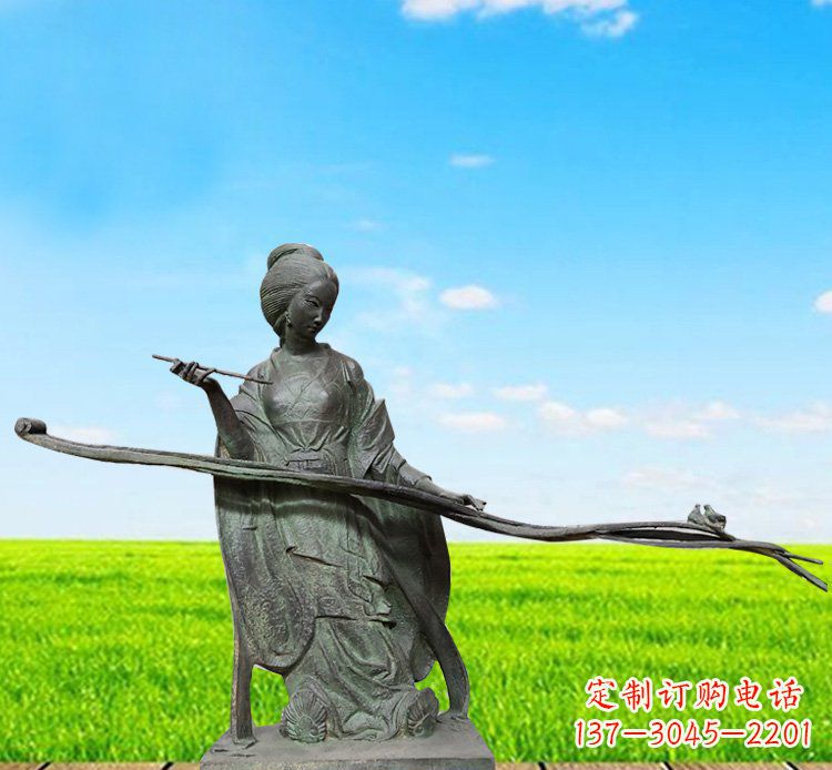 周口优雅迷人的古代美女铜雕