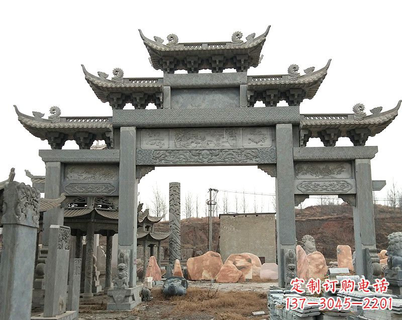 周口黄冈石雕牌坊--专业定制牌坊雕塑