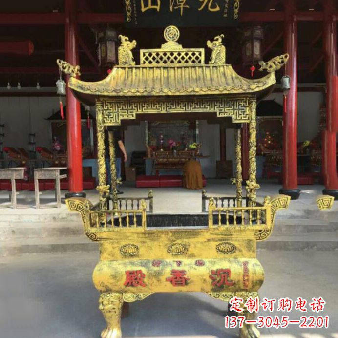周口艺术之美,黄铜香炉雕塑