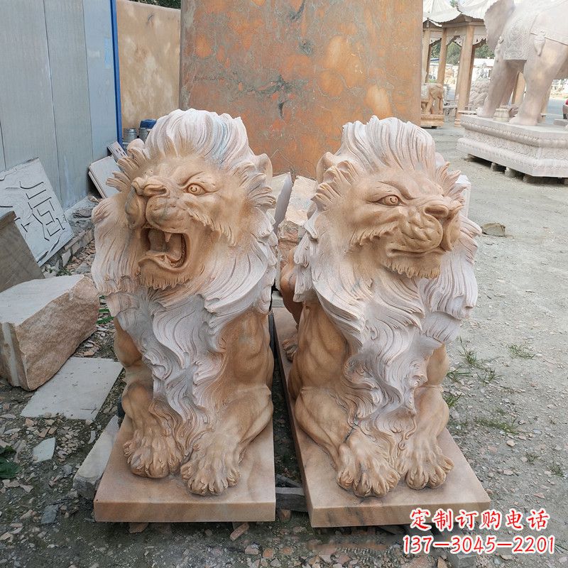 周口风格多样的狮子雕塑