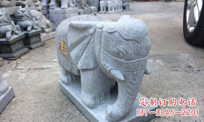 周口中领雕塑-大象门口石雕