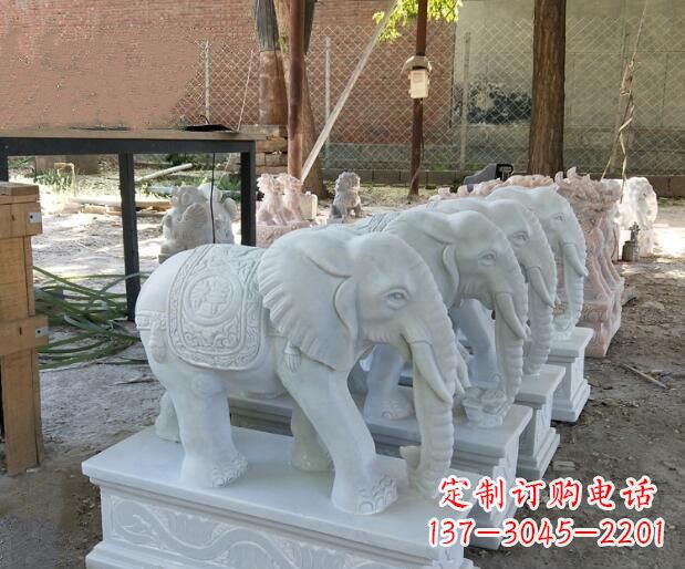 周口吉祥如意汉白玉门口大象石雕 (3)