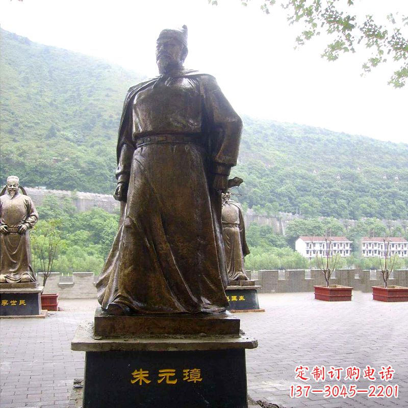 周口传承古代荣耀,朱元璋帝王铜雕塑像